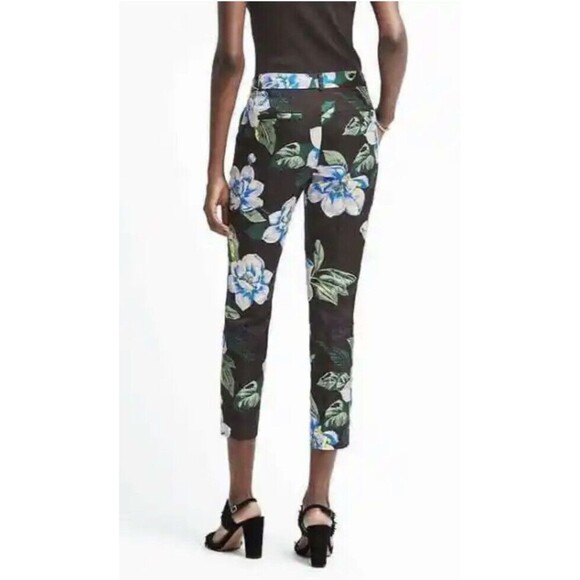 Banana Republic Avery-Fit Floral Pants Rayon Linen Black Inseam 26 Size 0 Career - Picture 2 of 9